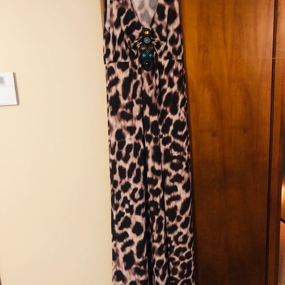 NY Collection Animal Print Maxi Dress Size Medium - Picture 3 of 12